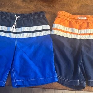 Land End Kids' Blue and Orange Swim Shorts Boys M LOT